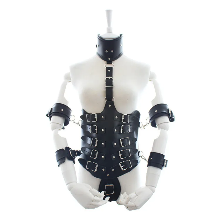 

Adult Fantasy PU Leather Bondage Restraints Aid Couple Flirt Clothing, Black
