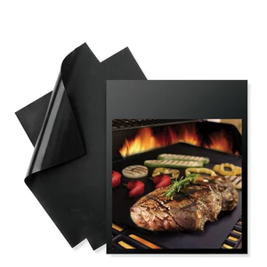 Image of Set of 2 Non-stick silicone BBQ baking grill mat