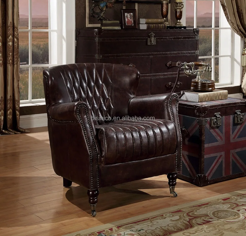 Amerikaanse klassieke chesterfield lederen slaapbank/bruin lederen ...