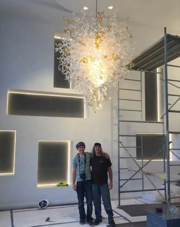 

Large Size Clear Amber Blow Glass Art Chandeliers, New Arrival European Style Europe Elegant Crystal Chandelier