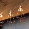 Boho LED Bedroom Fairy Battery Powered Metal Cage String Lights Wedding Party Indoor Patio Camping Lights Rose Gold HNL404