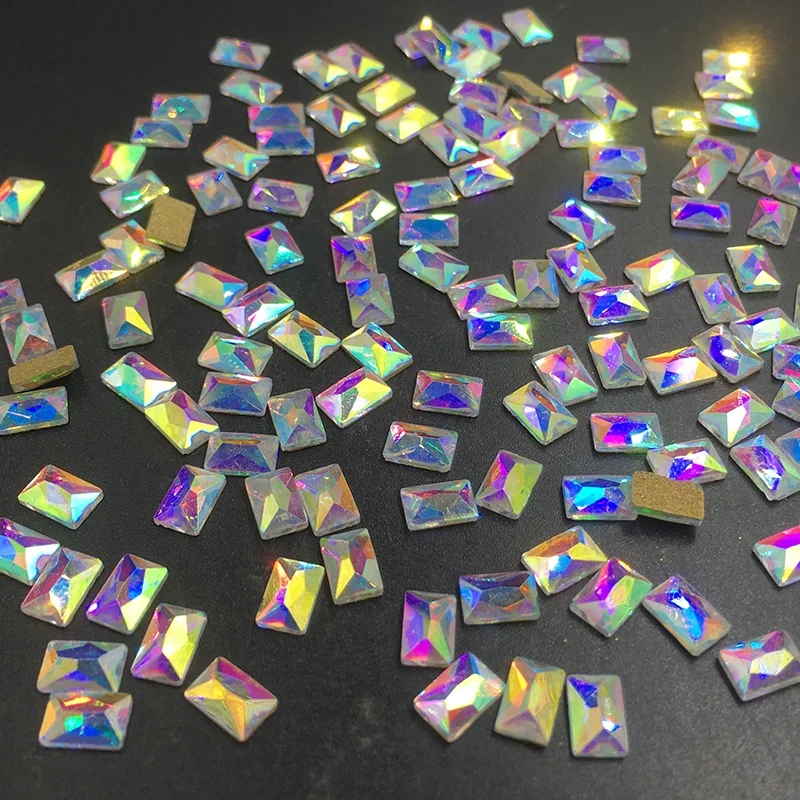 

C&Y Customized Colorful Rectangle Shape AB Flat Back Stone Design Nail Art Rhinestone