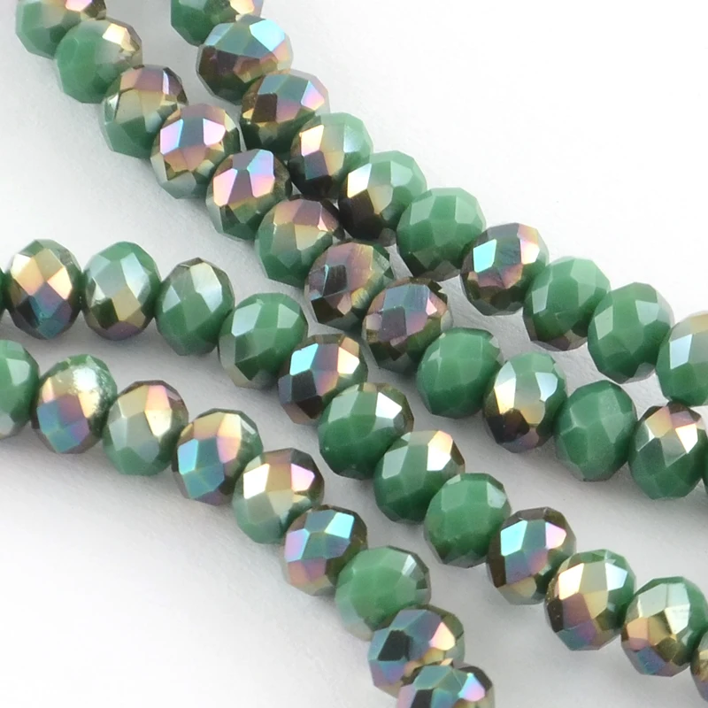 

Pandahall 6mm Glass Half Rainbow Plated Faceted Abacus Beads