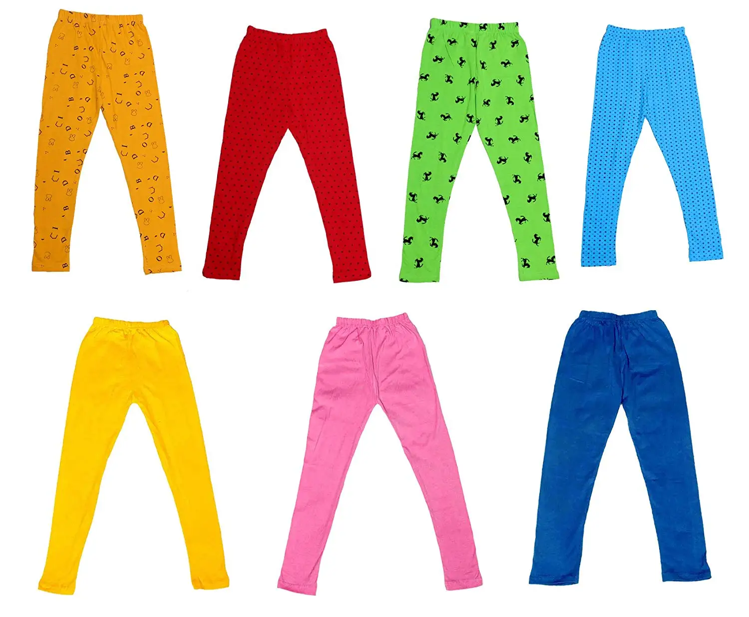 Indistar IndiWeaves Girls Super Soft and Stylish Cotton Printed Legging Pack Of 3