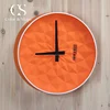 Modern design decorative matt orange 3D pattern wall clock