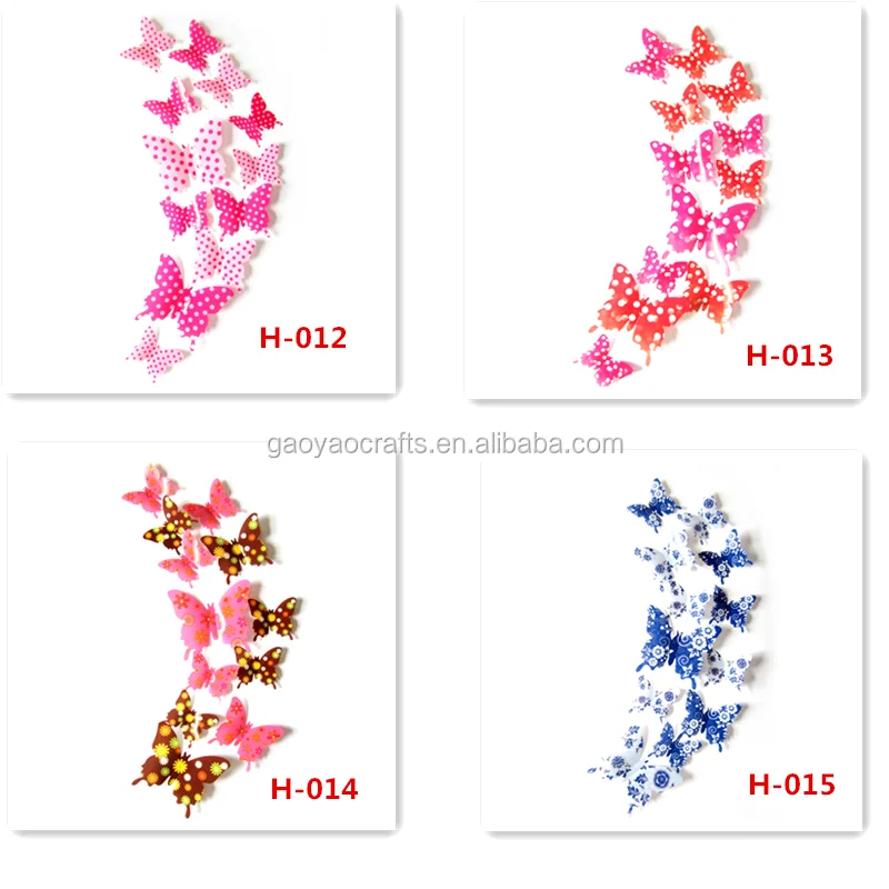 12 pcs/ensemble Amovible 3d papillon stickers muraux nouveaux produits chauds vert autocollant stickers d&eacute;coratifs pour meubles