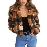 

New Fashion Warm Check Women's Winter Short Coat