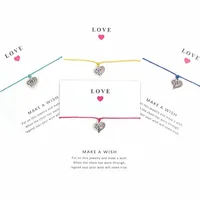 

Custom Logo Handcrafted Friendship Woven Bracelet Bangle Heart Charm Beaded Jewelry Love Wish Bracelet With Gift Card