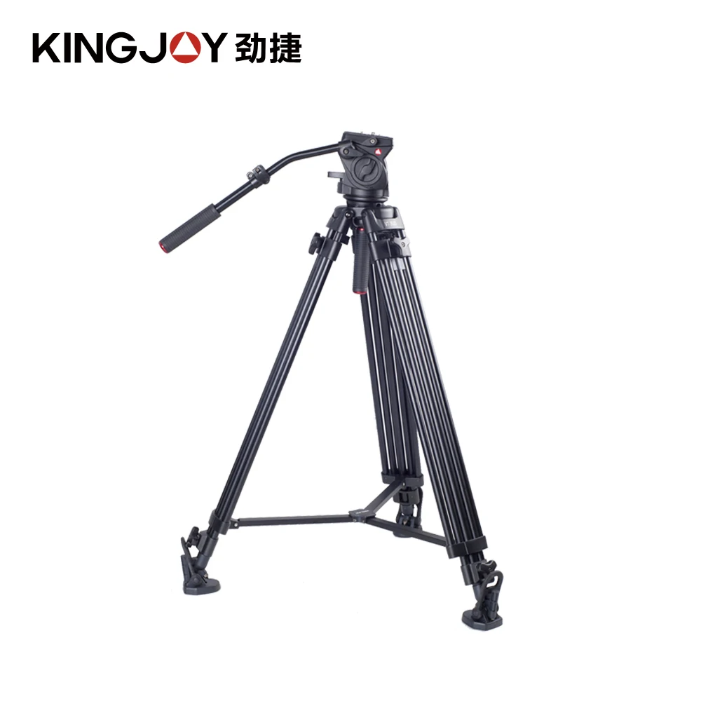 

Kingjoy heavy duty stable video professional tripod for camcorder camera dslr With Fluid Dray Head kits, Black