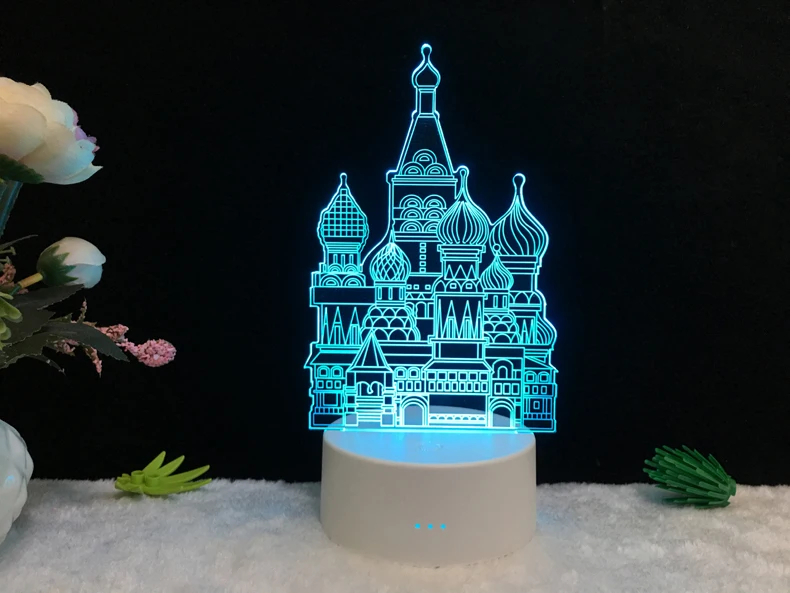 3D Touch LED illusion Castle 7 Color Change Table Night Lights Lamp Bedroom Gift 