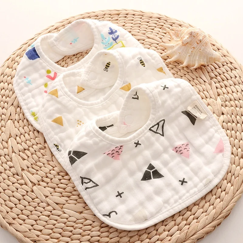 

New design adjustable cotton muslin plain white baby bibs for kids, As pic or custom