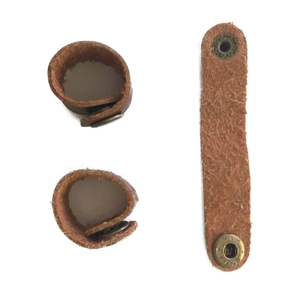 2pc Handy Leather Earphone Headphone Cable Tie Cord Organizer Wrap Winder Holder