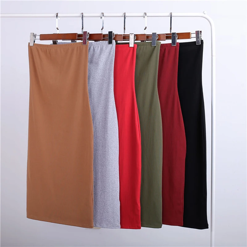 

Autumn Party Nightclub Apparel 2017 Mature Women Cotton High Elastane Bodycon Skirt Pure Strapless Dress, Red;wine red;gray;black;army green;camel