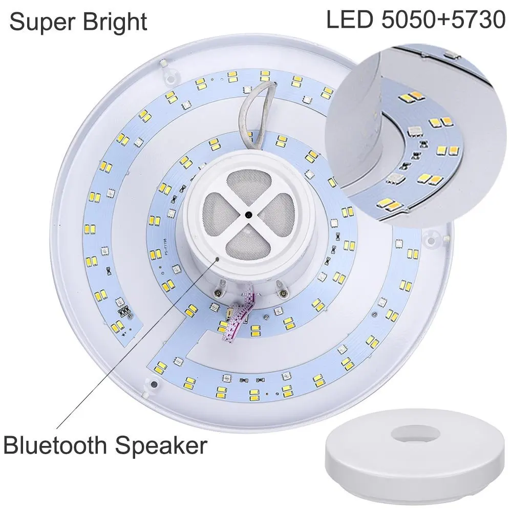 24w Ceiling Light Led Round Speaker Multi Color Changing And Dimmable
