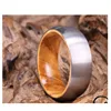 Tungsten and Olive Wood Whiskey Barrel Her Him Ring