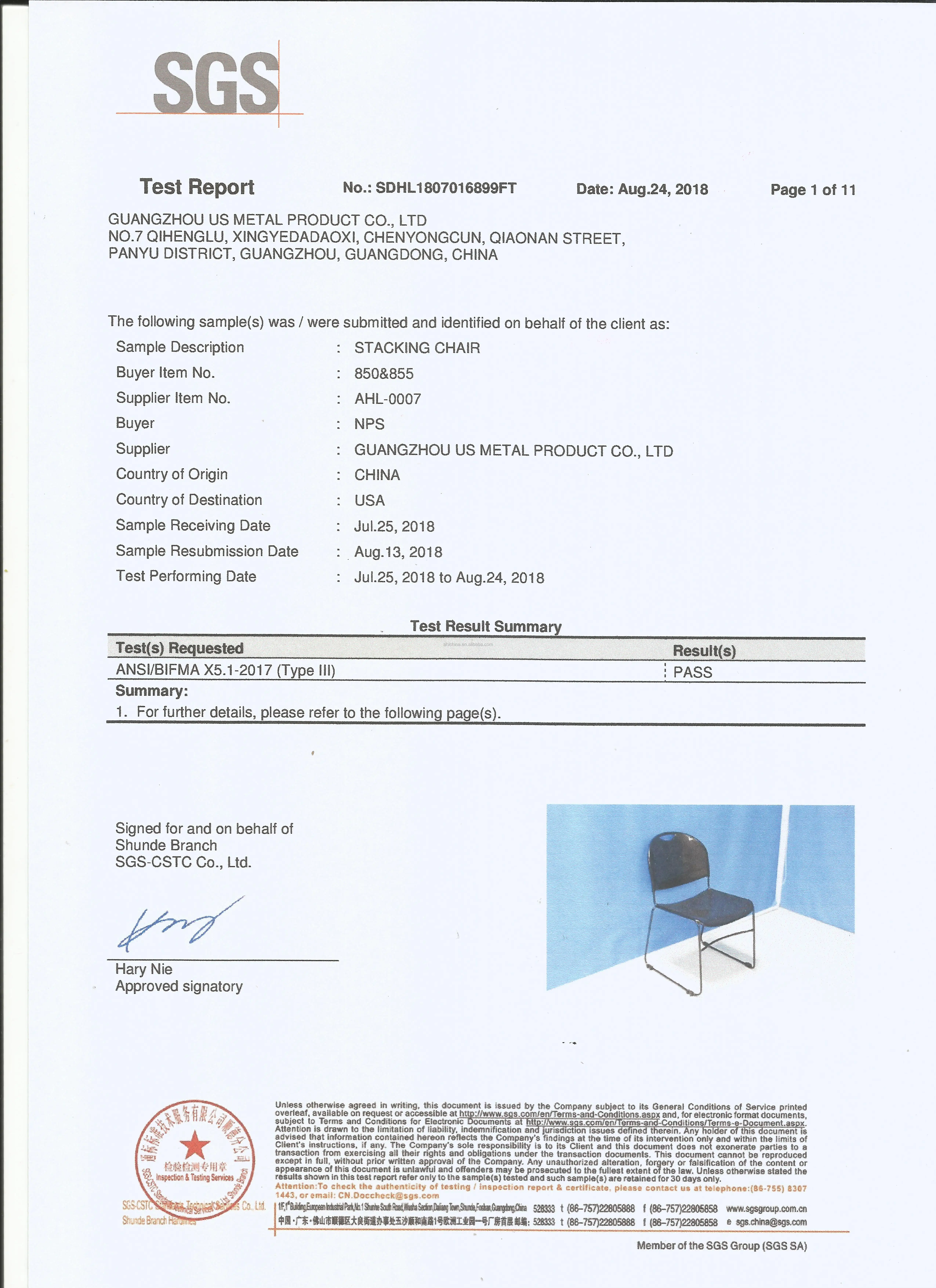 SGS TESTING REPORT