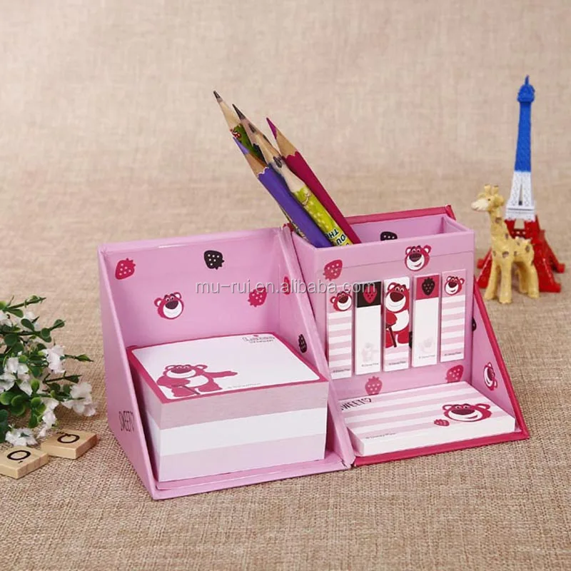 Foldable Paper Square Cube Box Sticky Memo Block Notes Pad With Pen