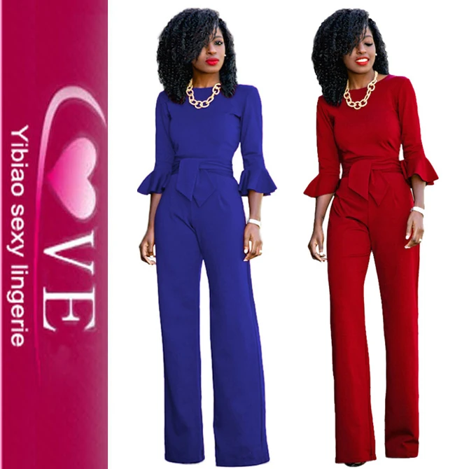 

Hot Sale Women Elegant Long Sleeve Fashion Formal Jumpsuits For Wholesale, Black;dark blue;yellow;red;green