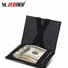 Китай поставщик Кожа Мужские зажим для денег Тонкий кошелек 4 слота волшебный кошелек мужчины