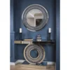 Modern hallway luxury round wall mirror with crystal console table