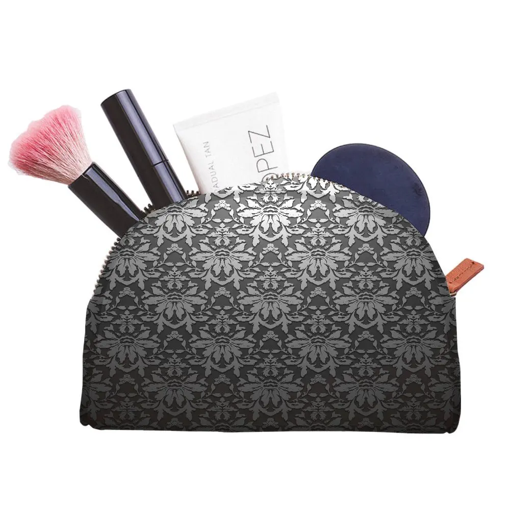 Snoogg Grey Abstract Pattern Designer Multifunctional Canvas Pen Bag Pencil Case Makeup Tool Bag Storage Pouch Purse