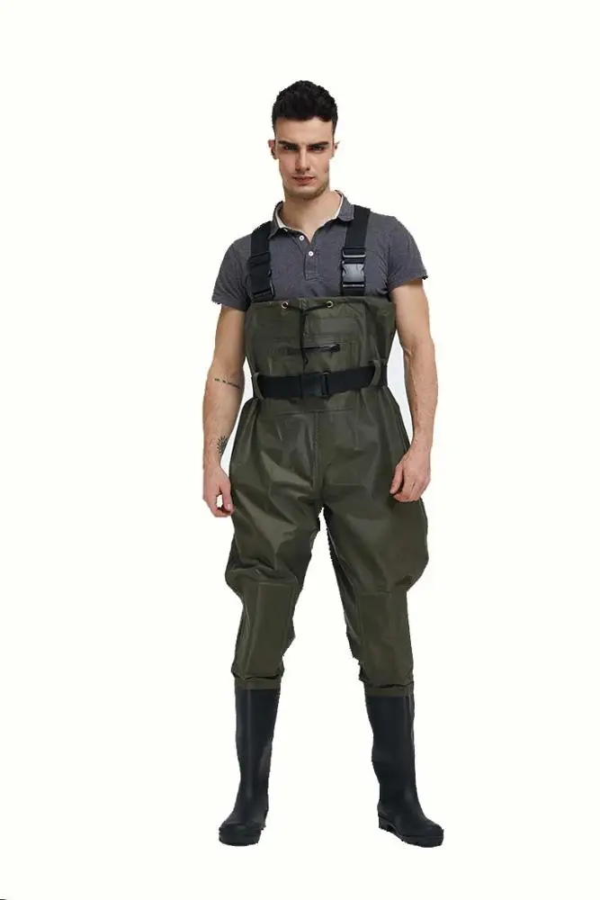 
wholesale manufacturers men camo 70d nylon fly fishing waterproof pvc rubber waist high chest hunting fishing boots waders 