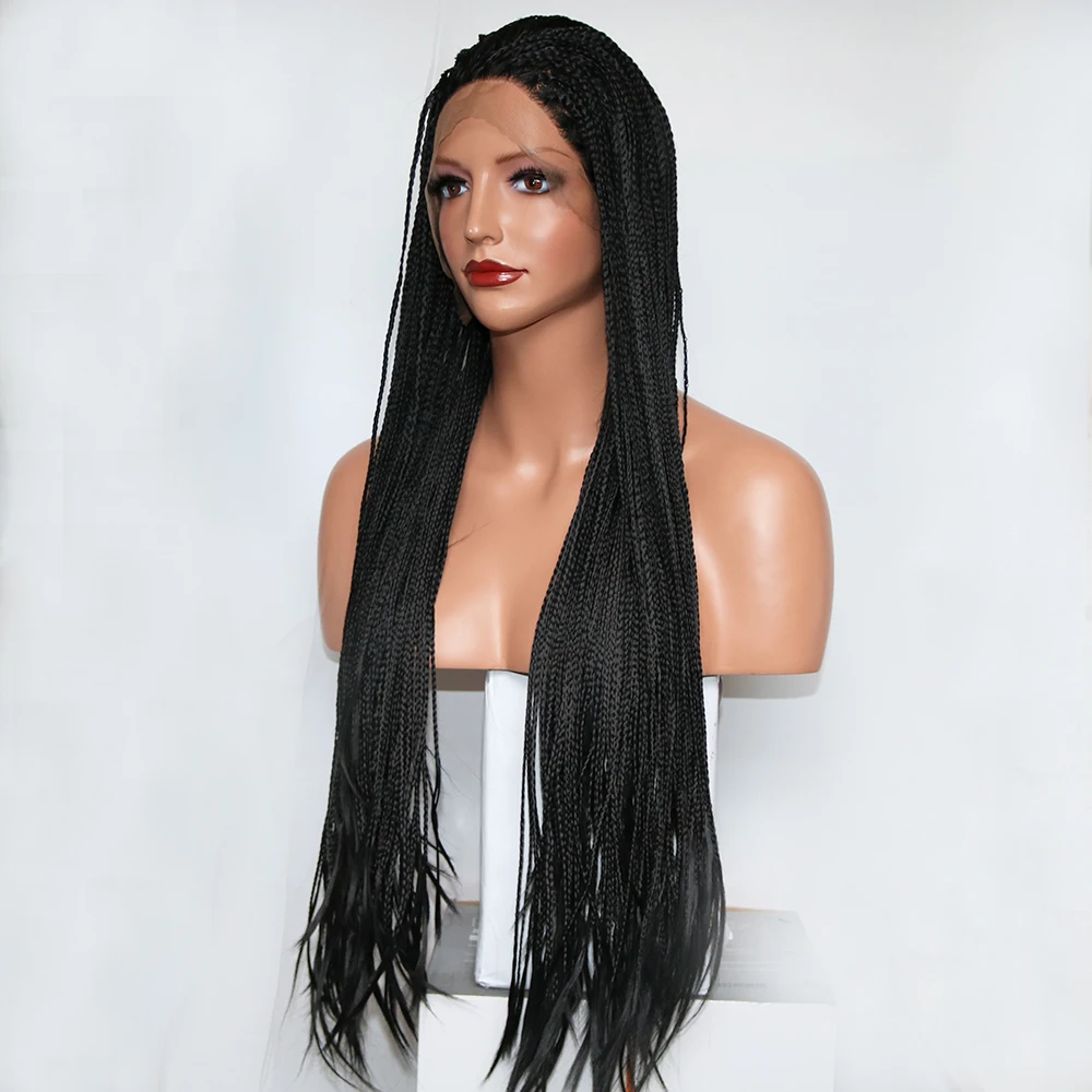 

26 Black Lace Front Wig Twist Hair for Women Synthetic Heat Resistant Long Braided Wigs Glueless Half Hand Tied, Dark roots with blonde color