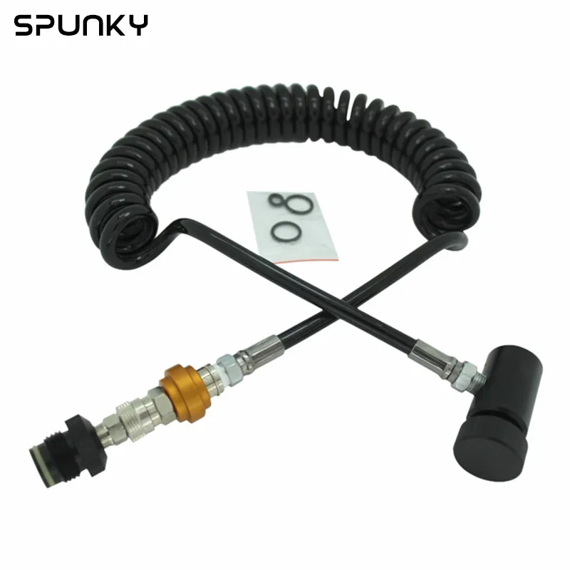 

Paintball Coil Remote Hose Coiled Line with Slide Check & Quick Disconnect, Black