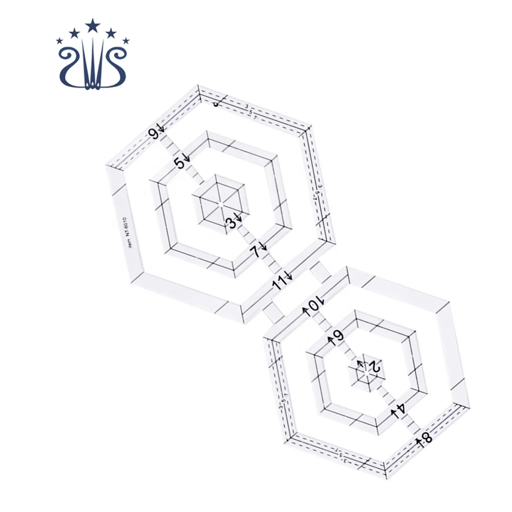 
DIY Sewing Accessory Tools Double Hexagon Patchwork Template Quilting Kit Acrylic Ruler 