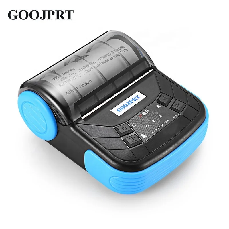 

GOOJPRT 80mm 3 inch Portable Thermal Printer Barcode Receipt Printer, Grey/blue