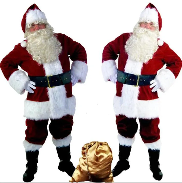 

coldker DELUXE SANTA COSTUME 10 PIECE PLUSH FATHER CHRISTMAS FANCY DRESS XMAS