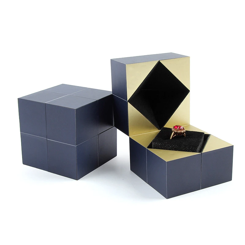 

Ready To Ship!! Creative Custom Rubik's Cube Ring Box Jewelry Box Blue Ring Packaging Pendant Jewelry Organizer Packaging Box, Custom is welcome