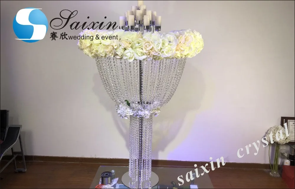 Zt215 Large Artificial Flower Centerpieces Glass Stands For Weddings