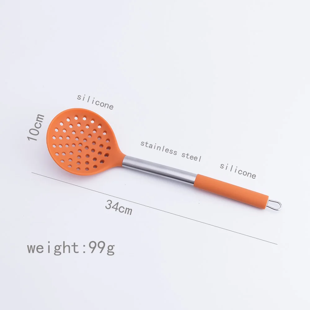 A10517 Orange Colour Silicone Handle 7 Pcs Silicone Kitchen Utensil Set