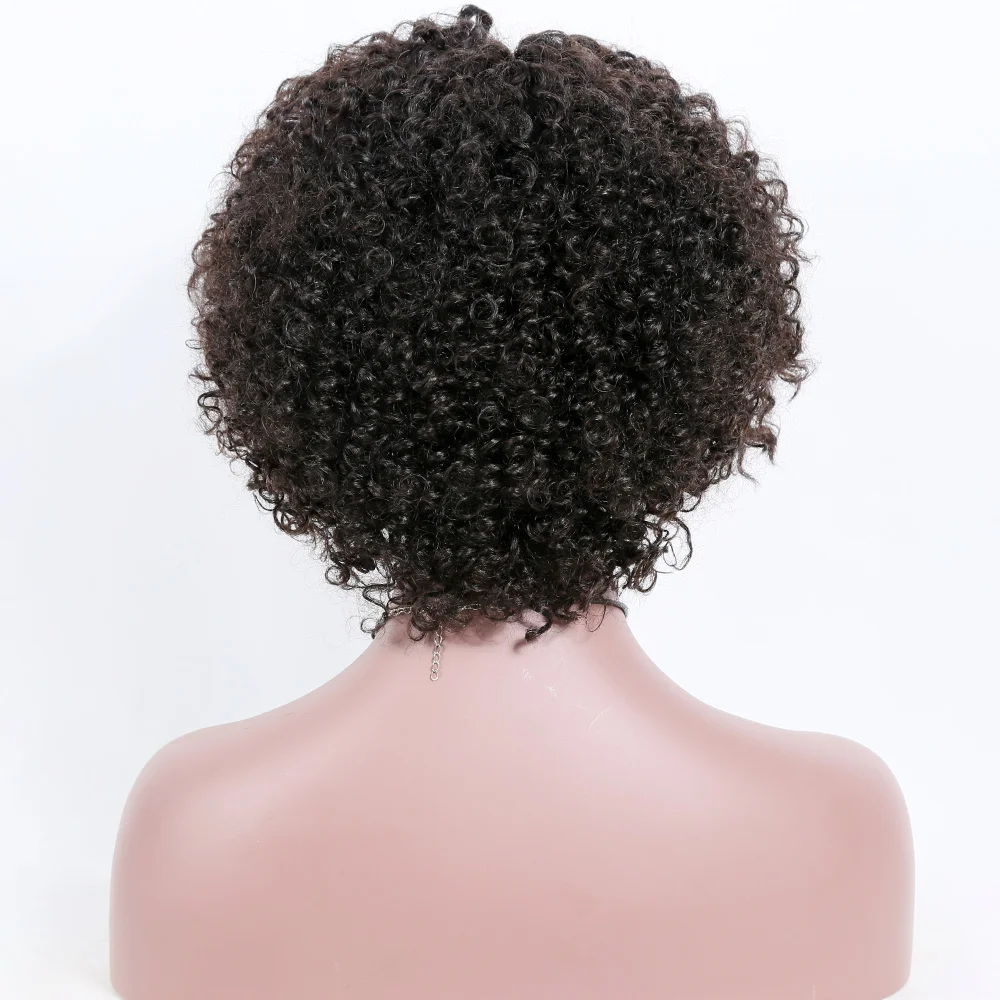 

Kinky curly texture short human hair 360 lace wig for black women, Natuarl color