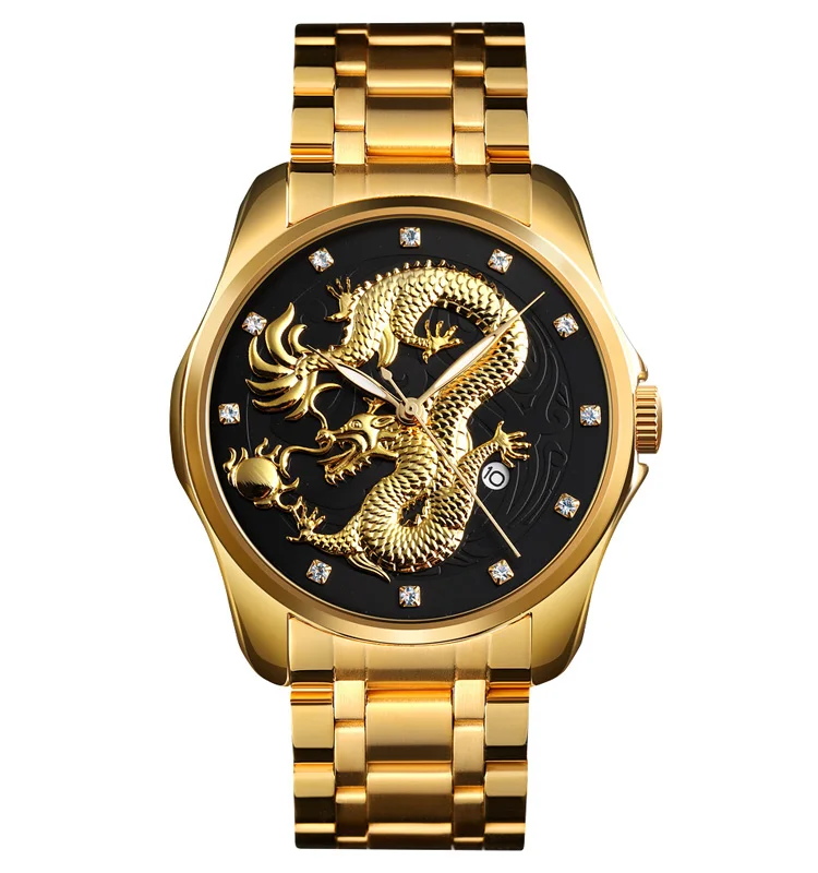 

SKMEI New Design Stainless Steel Men Dragon Quartz Watch