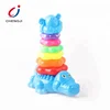 Hot selling rainbow tower baby plastic intelligence stacking rings toy
