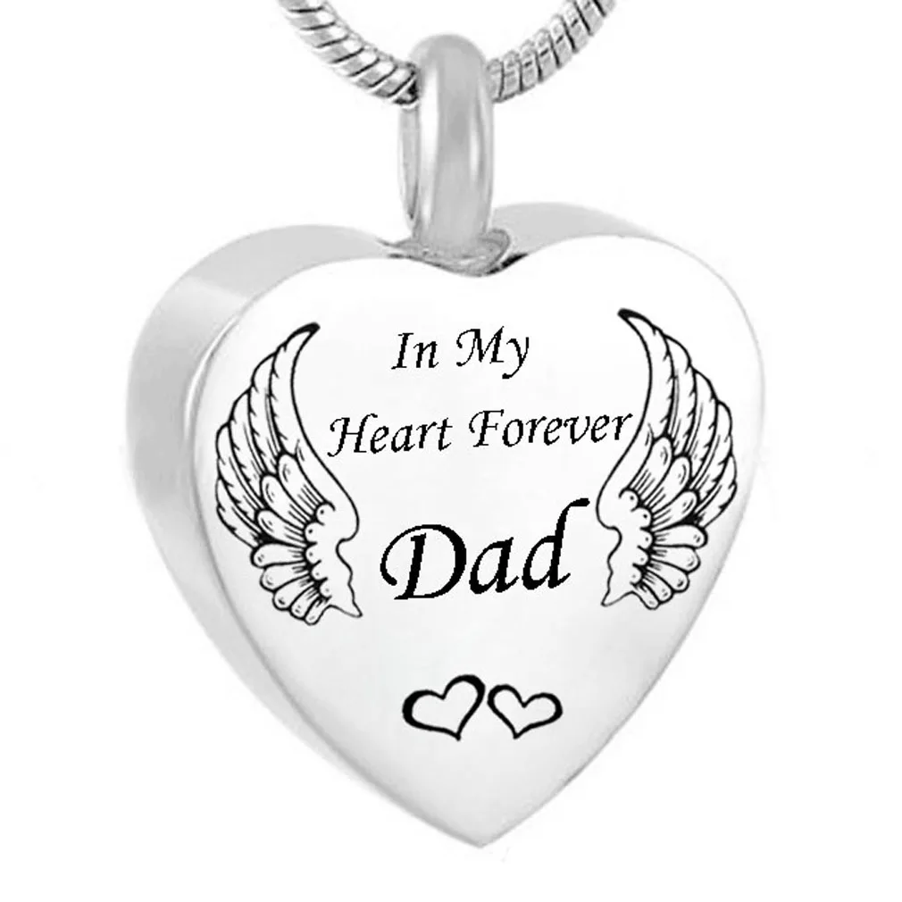 

In my Heart Forever Wings Urn Necklace Heart Memorial Keepsake Pendant Ash Holder Cremation Jewelry for Ashes, Silver