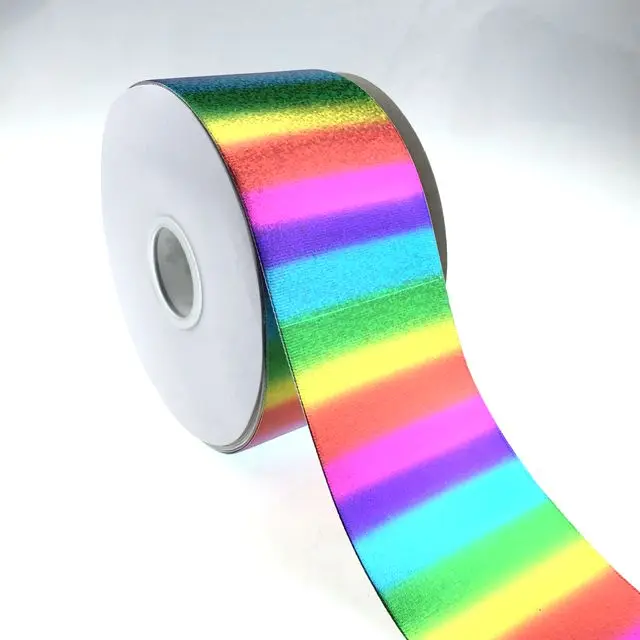 

wholesale custom 3" rainbow hologram grosgrain Ribbon, 196 colors for choose