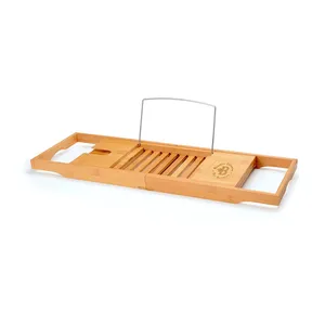 Image of Fantastic Wooden Bamboo Bath Tub Caddy Tray