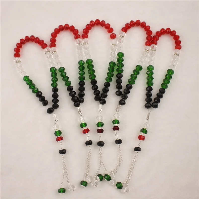 

mixed color crystal muslim prayer beads jewelry, Red/clear/green/black