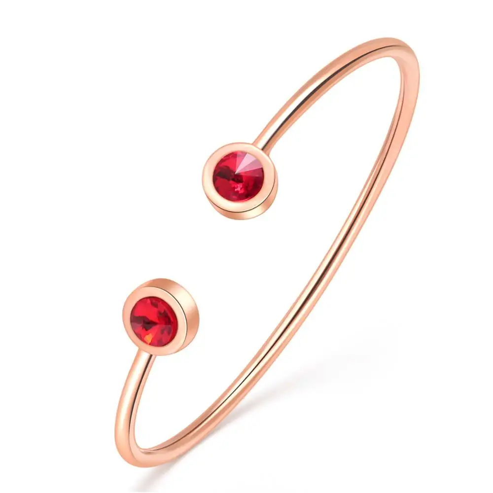 

Titanium Steel Cuff Bangle Rose Gold Bling Crystal Bangle For Women