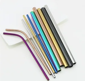 Image of 304 stainless steel colors Reusable drinking straw with brush