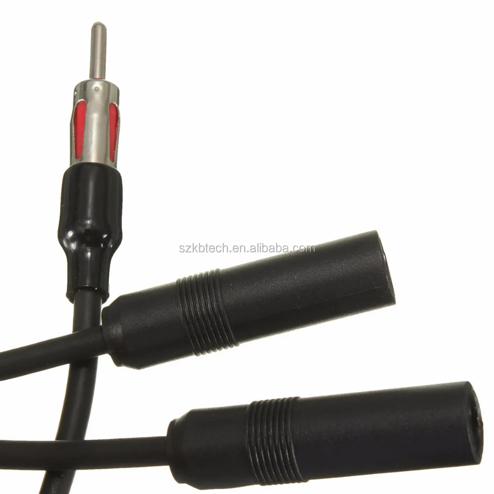 Car Stereo Am & Fm Antenna Splitter Y Aux Adapter 1 Male To 2 Female