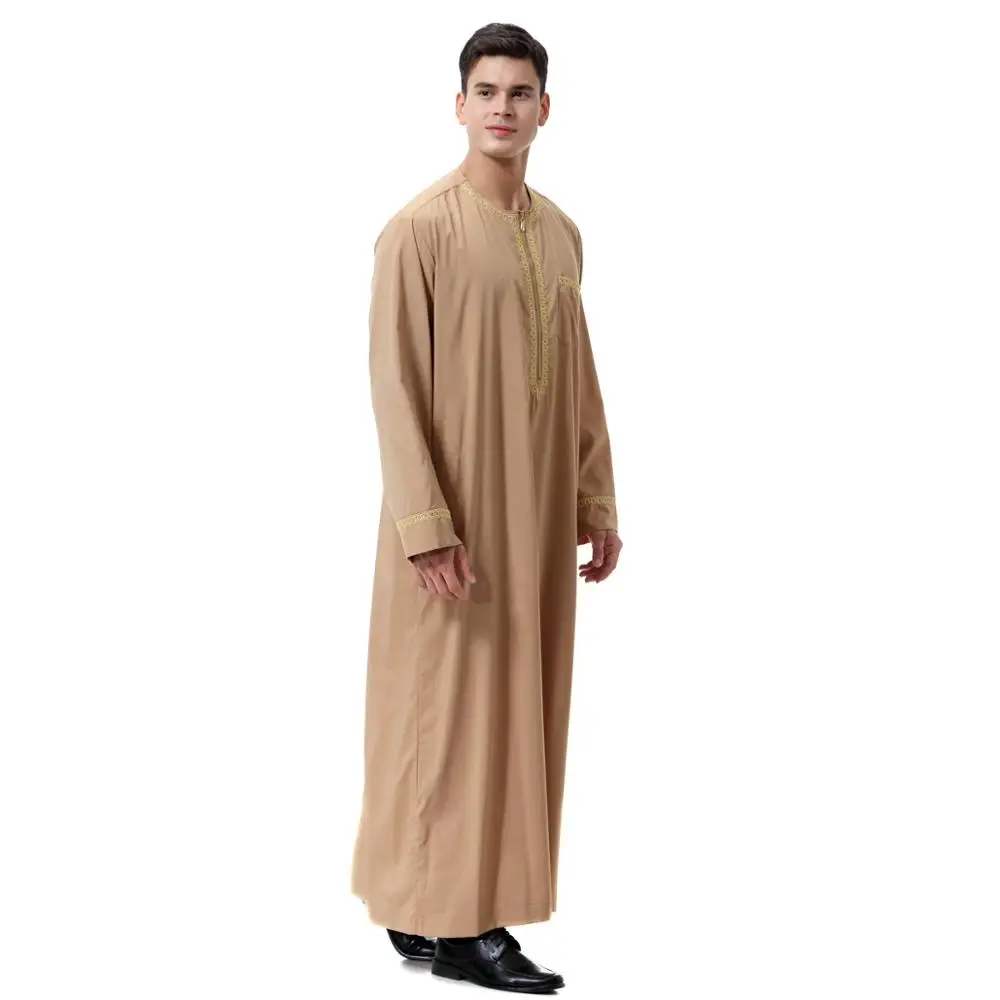 

2020 Mix Colors Man Thawb Dubai Arab Islamic Clothing Long Sleeve Muslim Thobes