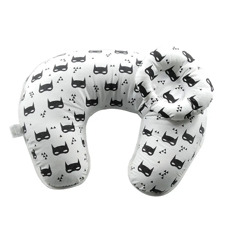 High quality 100% cotton U-shaped baby feeding pillow with small baby heading pillow