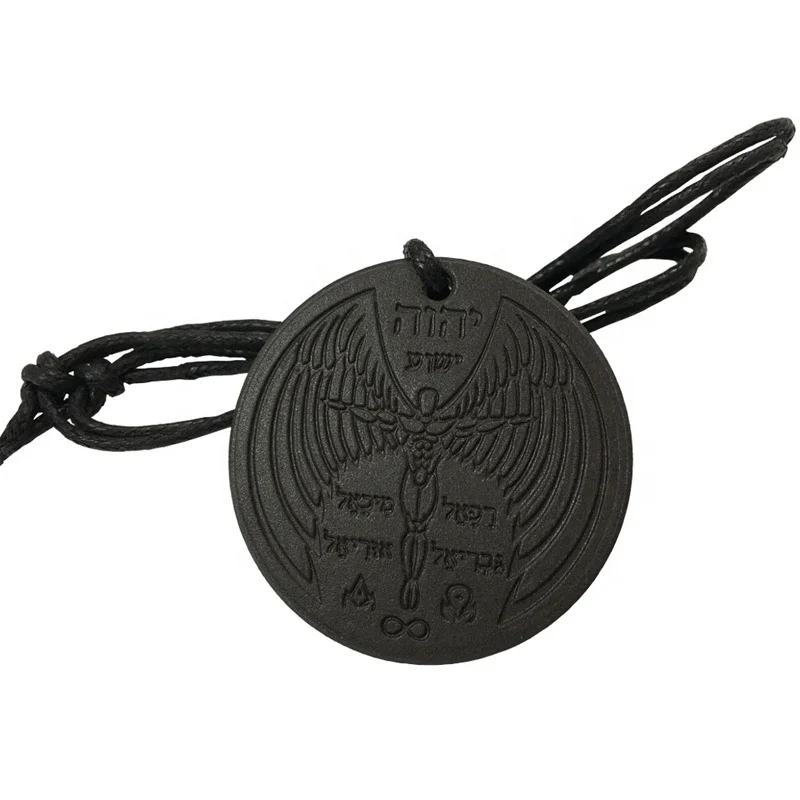 

6000cc Angel Pendant Energy Lava Stone Quantum Pendants Fashion Health Black with Card & Box