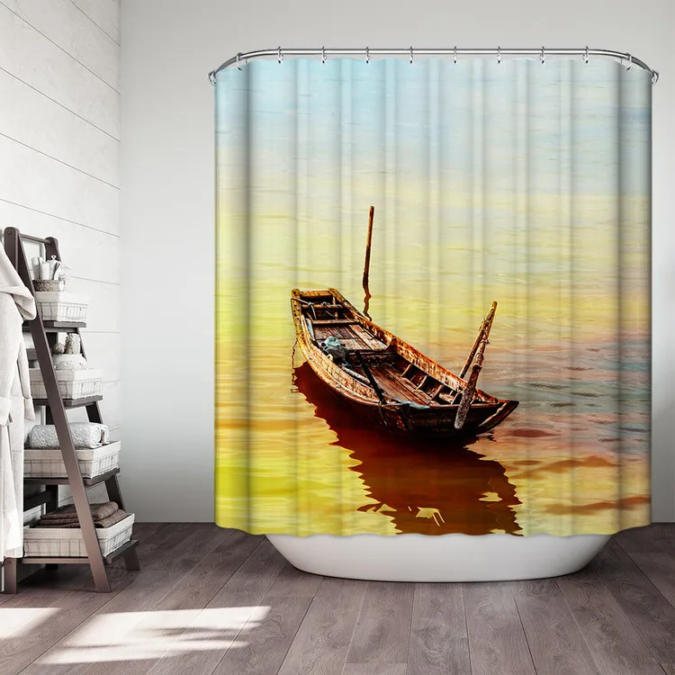 

Creative watercolor painting shower curtain digital printing