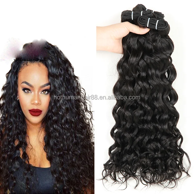 

Ms Mary Indian Water Wave Virgin Human Hair Natural Black 3 Bundles 100g/pc lot Tangle Free, Natural color #1b