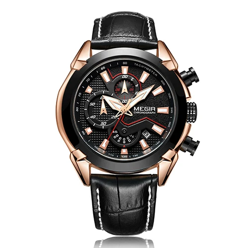 

MEGIR 2065 Creative Quartz Watch Leather Chronograph Army Military Sport Watches Clock Men Relogio Masculino Reloj Hombre 2065